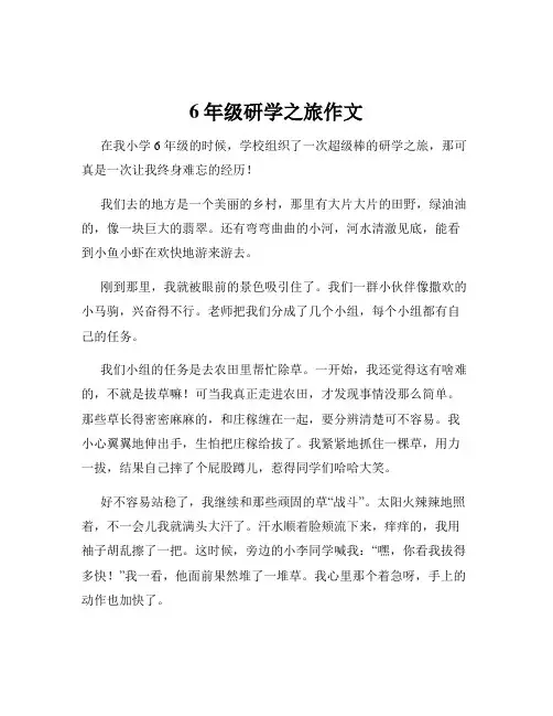 6年级研学之旅作文
