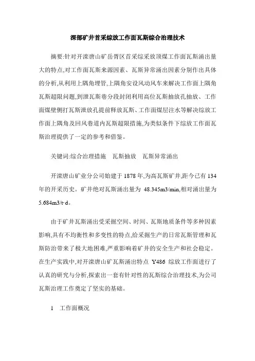 深部矿井首采综放工作面瓦斯综合治理技术