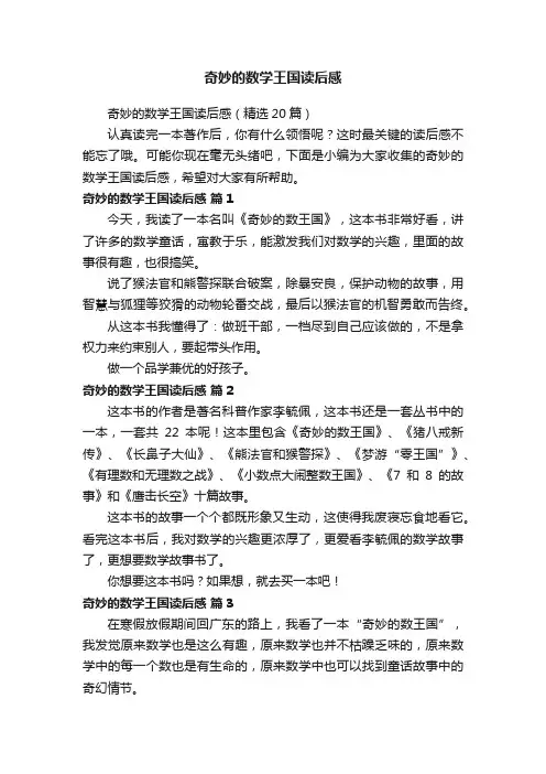 奇妙的数学王国读后感（精选20篇）