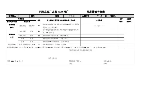 SEO考核表标准表