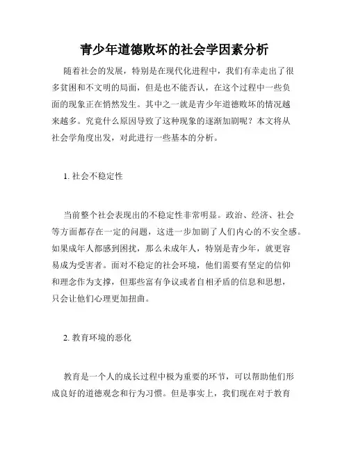 青少年道德败坏的社会学因素分析