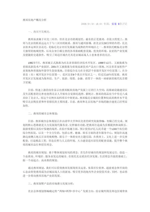 燕郊房地产概况分析