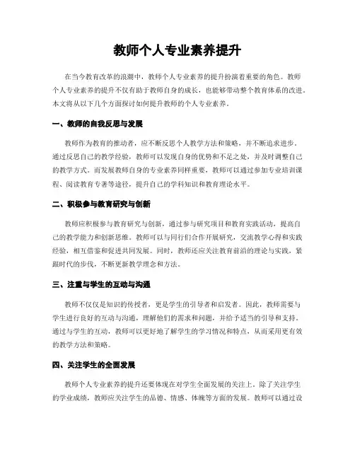 教师个人专业素养提升