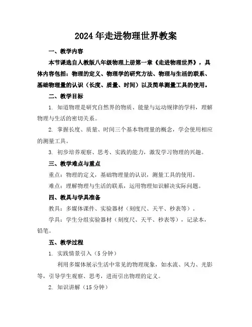 2024年走进物理世界教案