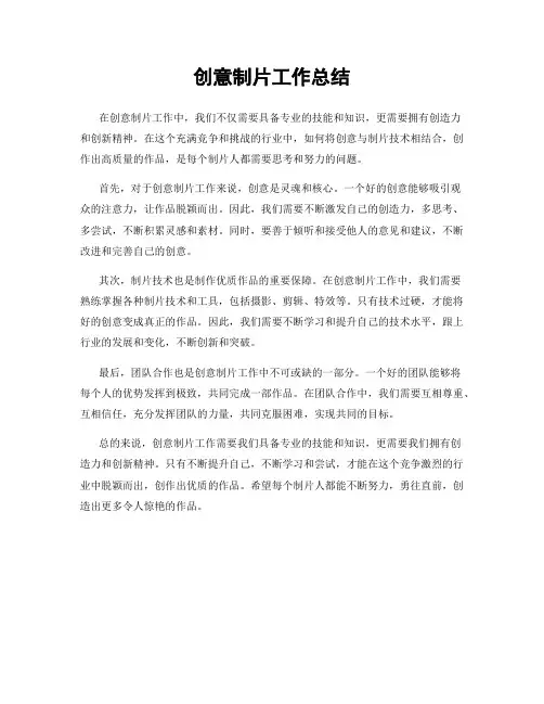 创意制片工作总结