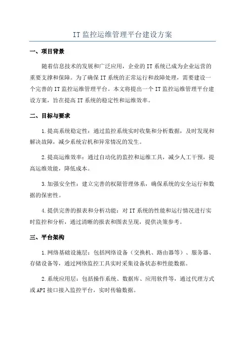 IT监控运维管理平台建设方案