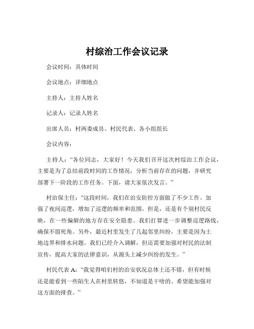 村综治工作会议记录