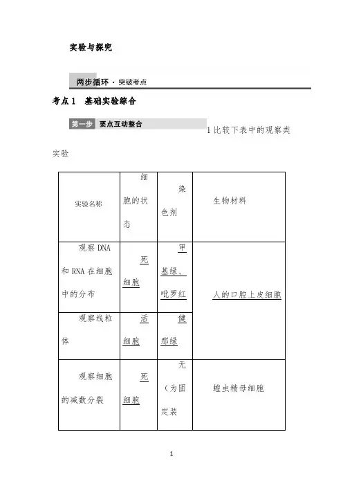 2022高考生物二轮专题《实验与探究》考点突破