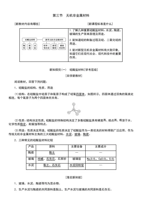 2020—2021学年高中化学新教材同步必修第二册  第5章  第三节 无机非金属材料 (学生版)