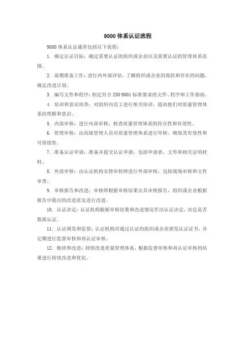 9000体系认证流程