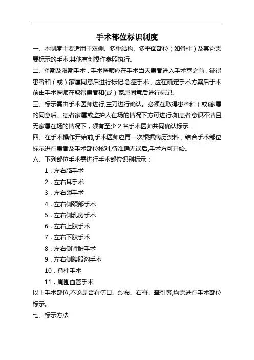 手术部位标识制度(附流程、标识图)