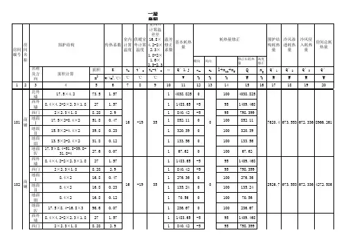 房间耗热量计算表