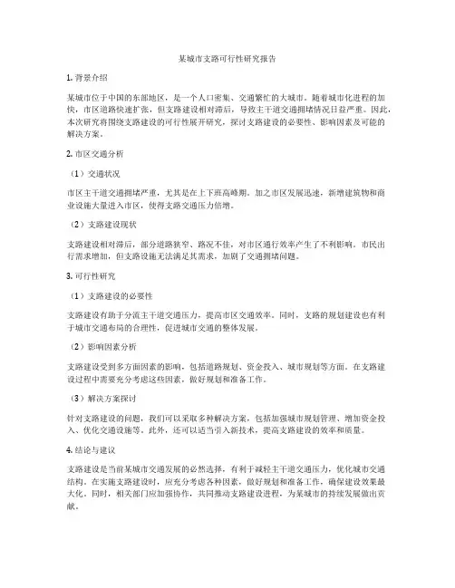 某城市支路可行性研究报告