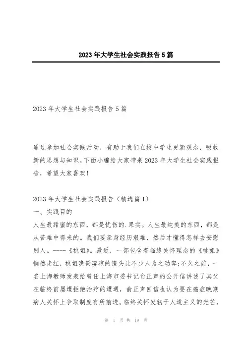 2023年大学生社会实践报告5篇