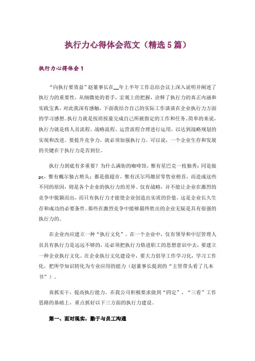 执行力心得体会范文(精选5篇)