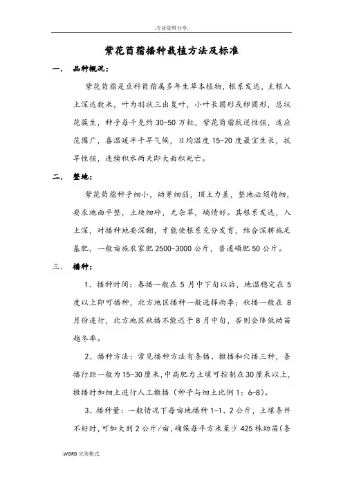 紫花苜蓿播种栽植方法及标准