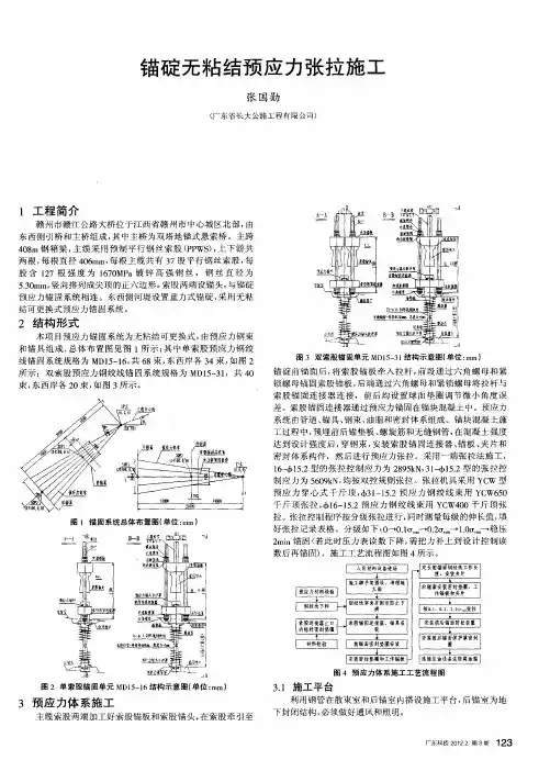 锚碇无粘结预应力张拉施工