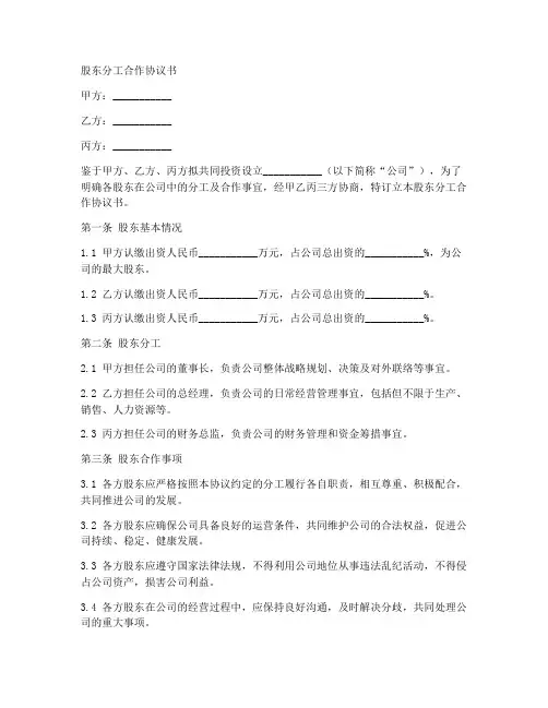 公司股东分工合作协议书