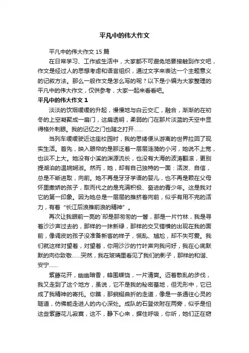 平凡中的伟大作文