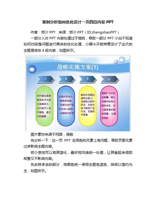 案例分析如何优化设计一页四段内容PPT