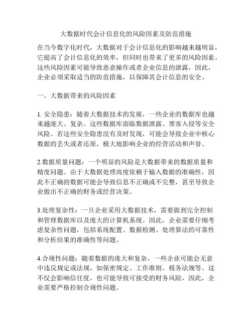 大数据时代会计信息化的风险因素及防范措施