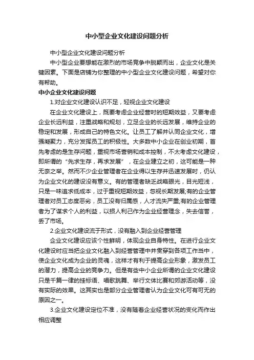 中小型企业文化建设问题分析