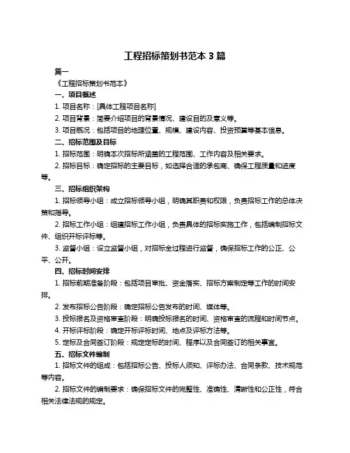 工程招标策划书范本3篇