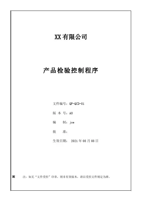 产品检验控制程序