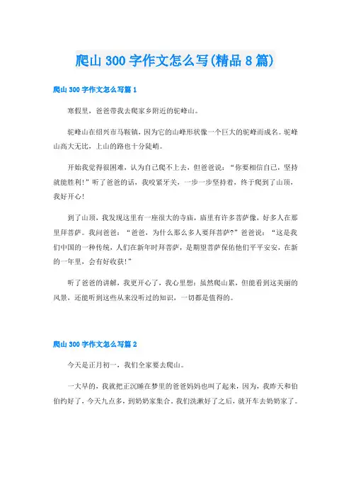 爬山300字作文怎么写(精品8篇)