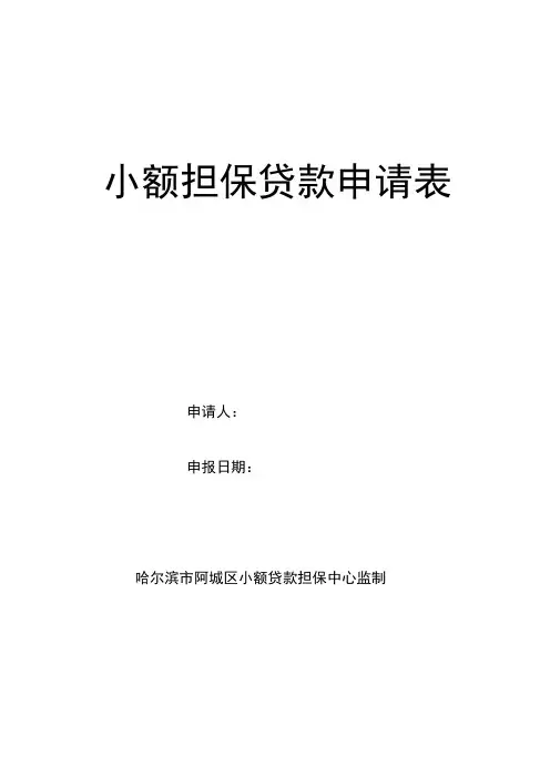 小额担保贷款申请表