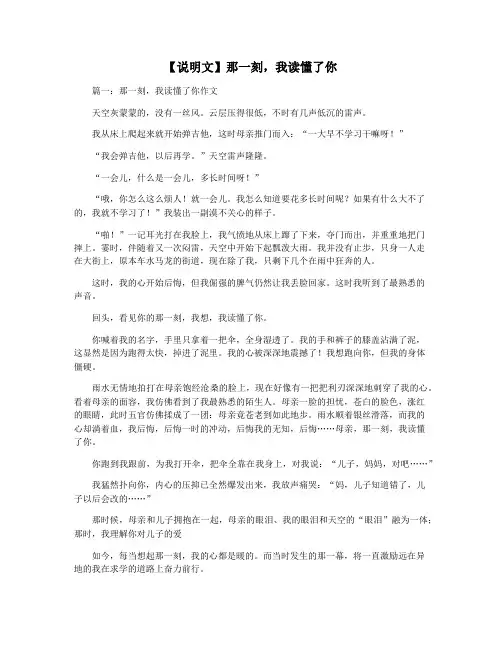 【说明文】那一刻,我读懂了你