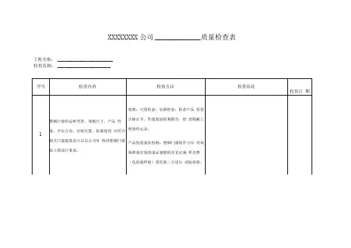 门窗质量检查表