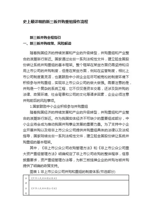 史上最详细的新三板并购重组操作流程
