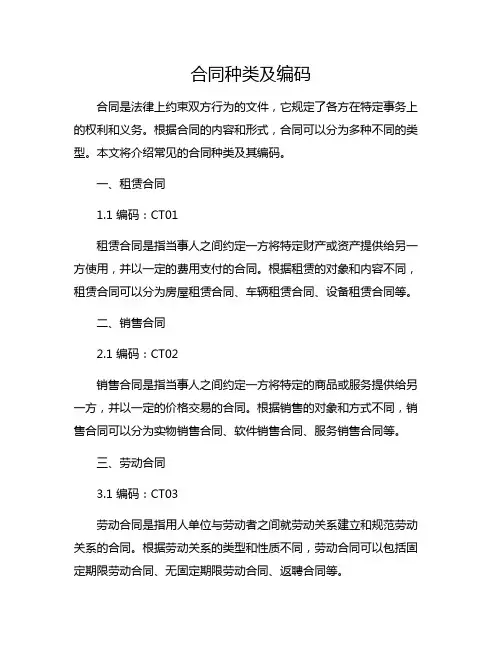 合同种类及编码
