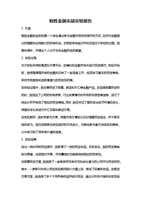 智胜金融实战实验报告
