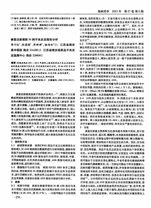 参麦注射液致36例不良反应报告分析
