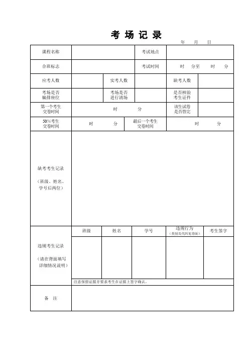 考场情况记录表(word标准版)