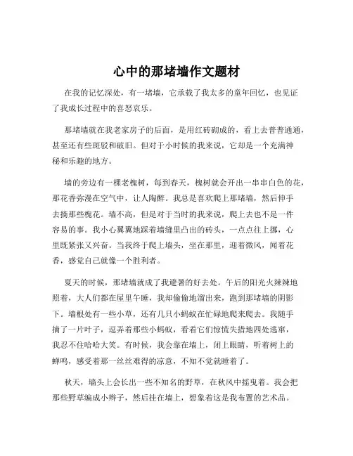 心中的那堵墙作文题材