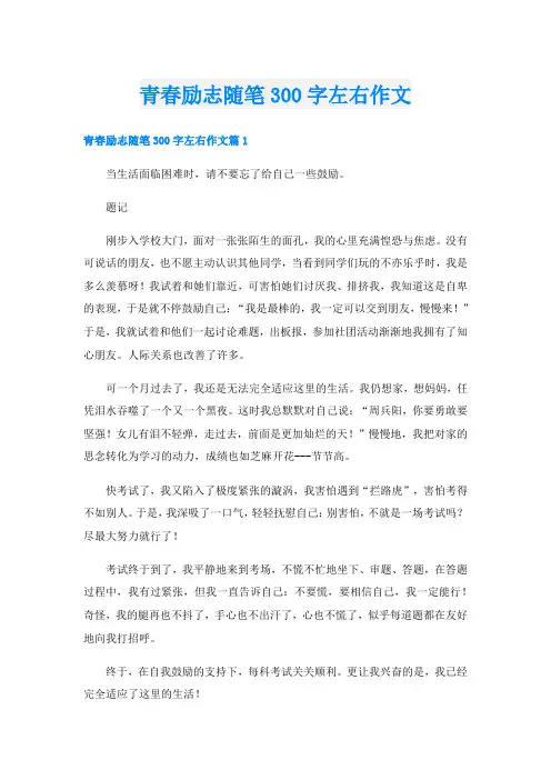 青春励志随笔300字左右作文