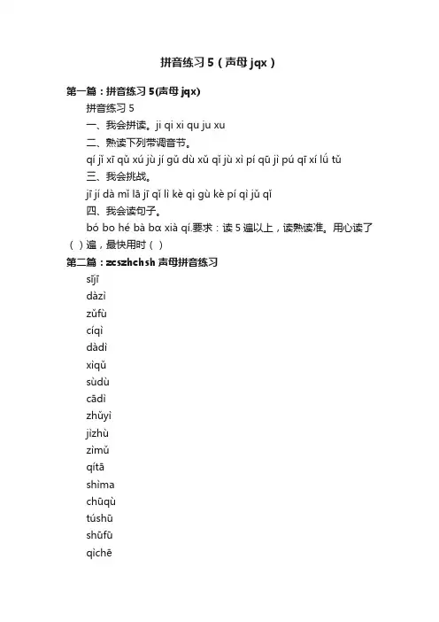 拼音练习5（声母jqx）