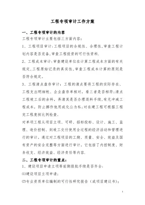 建设工程项目专项审计工作方案