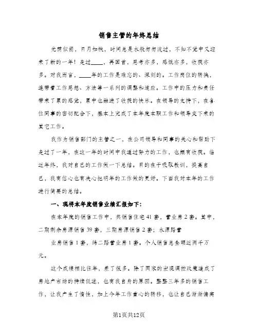 销售主管的年终总结(五篇)