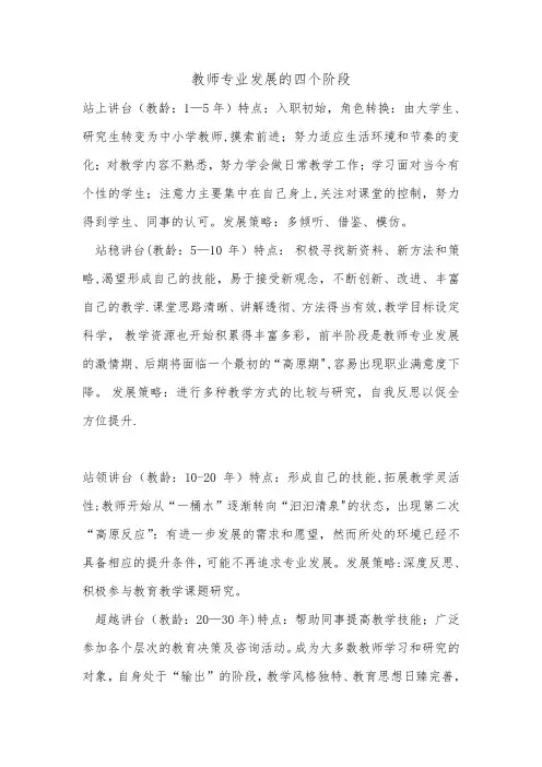 教师专业发展的四个阶段