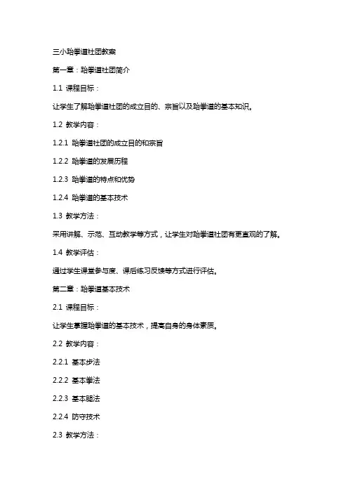 三小跆拳道社团教案