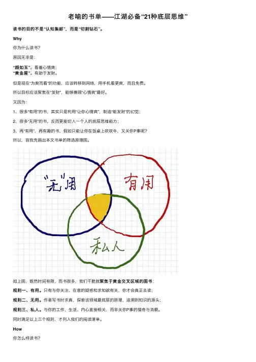 老喻的书单——江湖必备“21种底层思维”