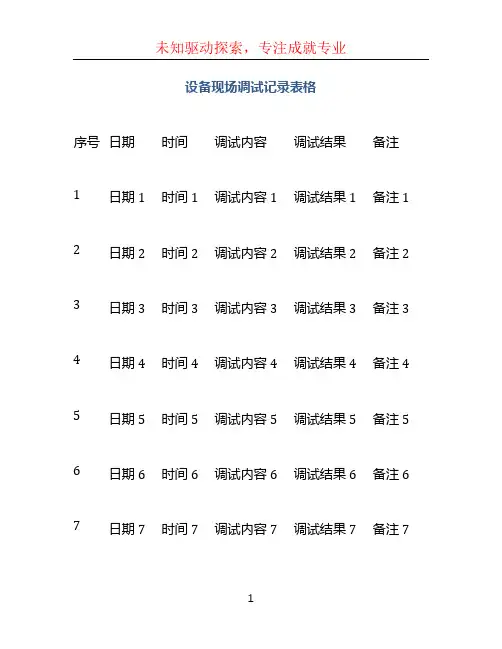 设备现场调试记录表格