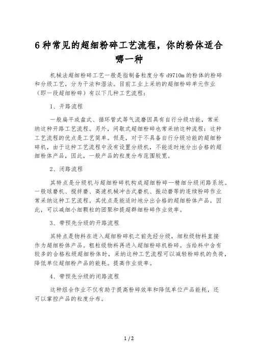 6种常见的超细粉碎工艺流程,你的粉体适合哪一种