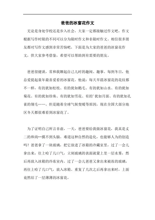 爸爸的冰窗花作文