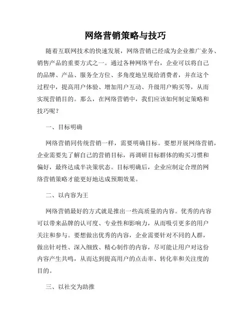 网络营销策略与技巧