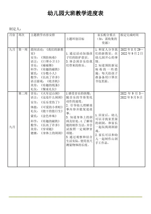 大班教学进度表